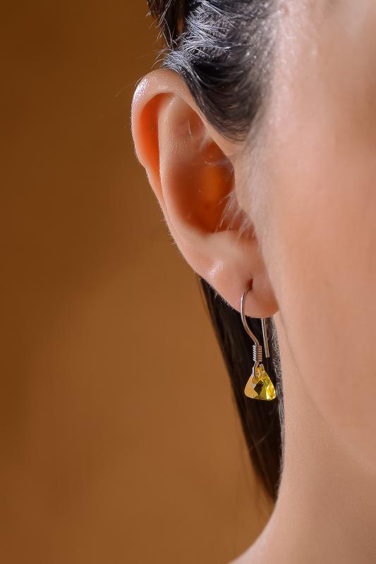 Swarovski%20Taşlı%206628%20Xilion%20Triangle%20925%20Ayar%20Gümüş%20Küpe%20-%20Citrine