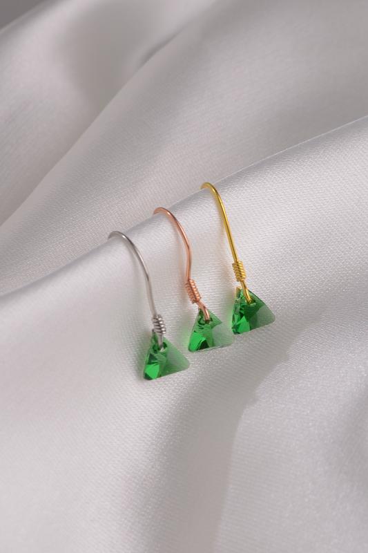 Swarovski%20Taşlı%206628%20Xilion%20Triangle%20925%20Ayar%20Gümüş%20Küpe%20-%20Emerald