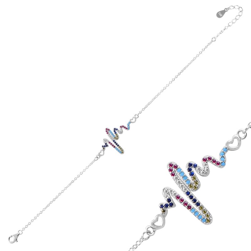 Gümüş%20Kalp%20Ritmi%20Renkli%20Zirkon%20Taşlı%20Bileklik