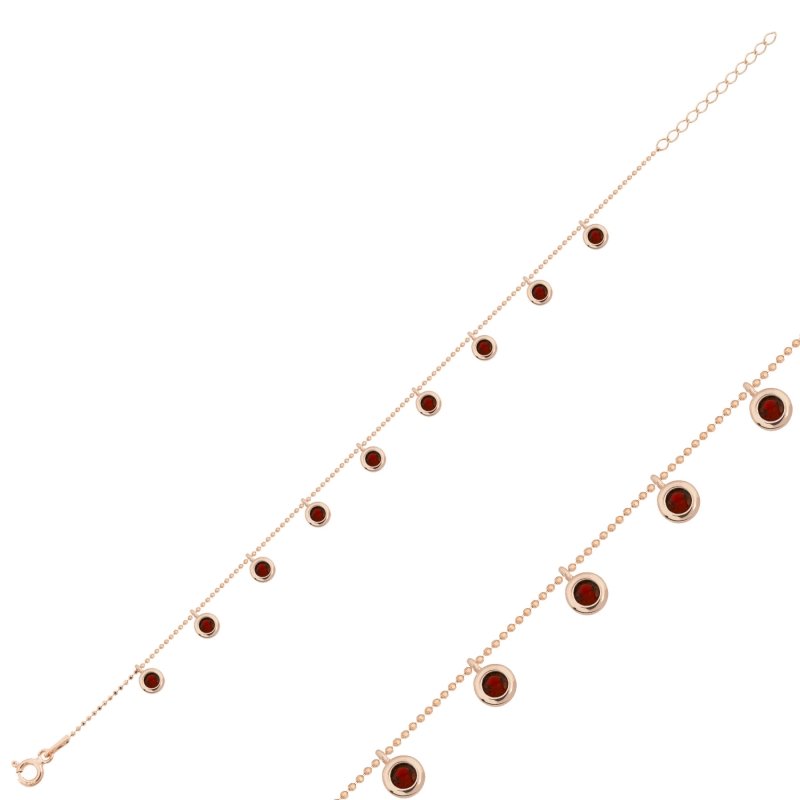 Gümüş%20Garnet%20Zirkon%20Taşlı%20Sallantılı%20Bileklik-Rose%20kaplama