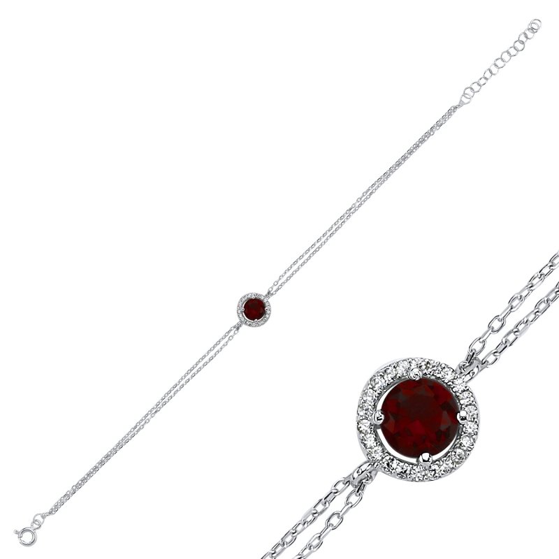 Gümüş%20Halo%20Tektaş%20Renkli%20Zirkon%20Taşlı%20Bileklik-Garnet%20zirkon%20(kırmızı)