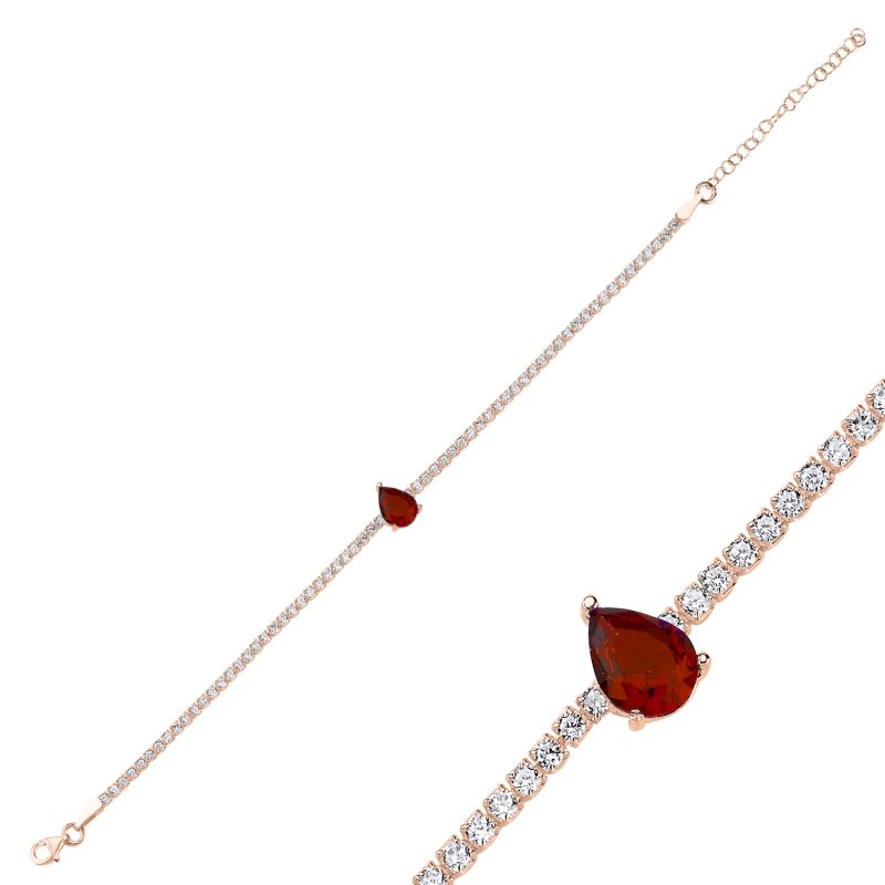 Gümüş%20Garnet%20Zirkon%20Taşlı%20Suyolu%20Bileklik-Rose%20kaplama