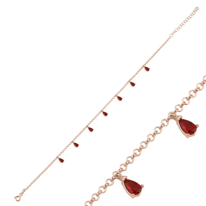 Gümüş%20Garnet%20Zirkon%20Taşlı%20Doç%20Zincirli%20Sallantılı%20Bileklik-Rose%20kaplama