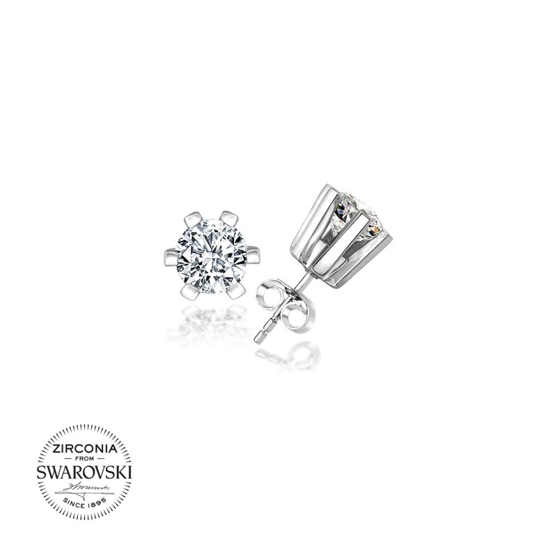 Gümüş%20Swarovski%20Zirconia%20Taşlı%20Tektaş%20Küpe