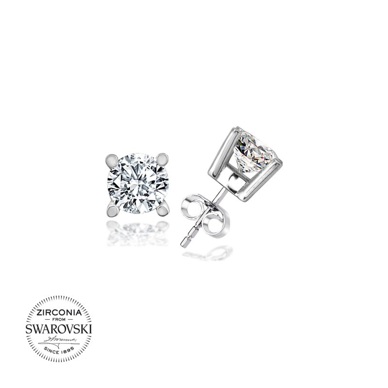 Gümüş%20Swarovski%20Zirconia%20Taşlı%20Tektaş%20Küpe