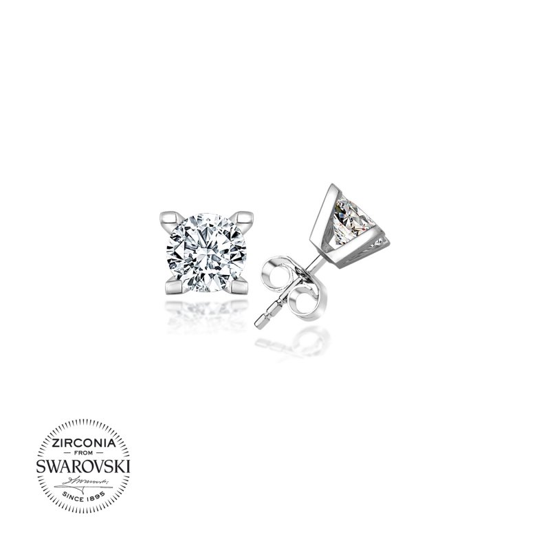 Gümüş%20Swarovski%20Zirconia%20Taşlı%20Tektaş%20Küpe