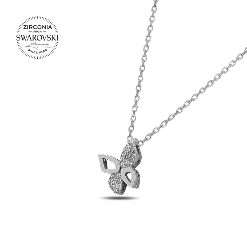 Gümüş%20Swarovski%20Zirconia%20Taşlı%20Kelebek%20Kolye