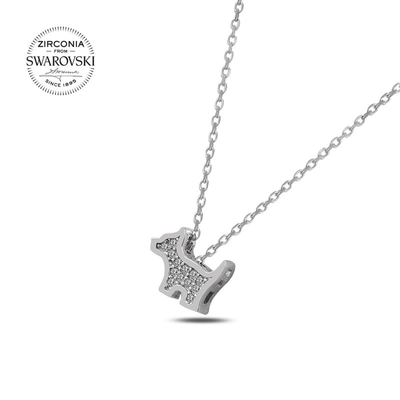 Gümüş%20Swarovski%20Zirconia%20Taşlı%20Köpek%20Kolye