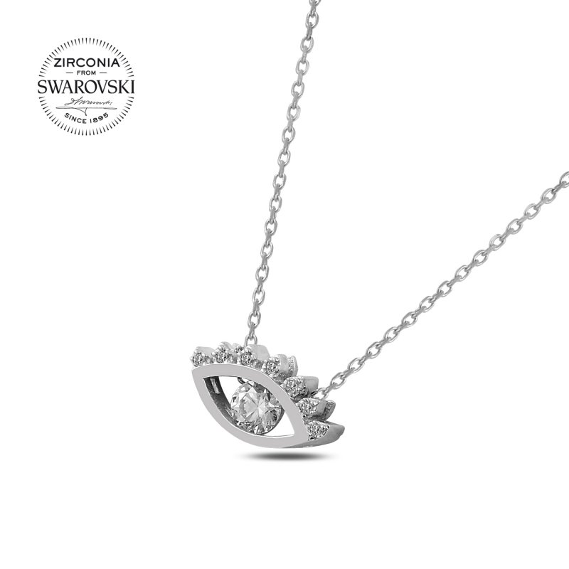 Gümüş%20Swarovski%20Zirconia%20Taşlı%20Göz%20Kolye