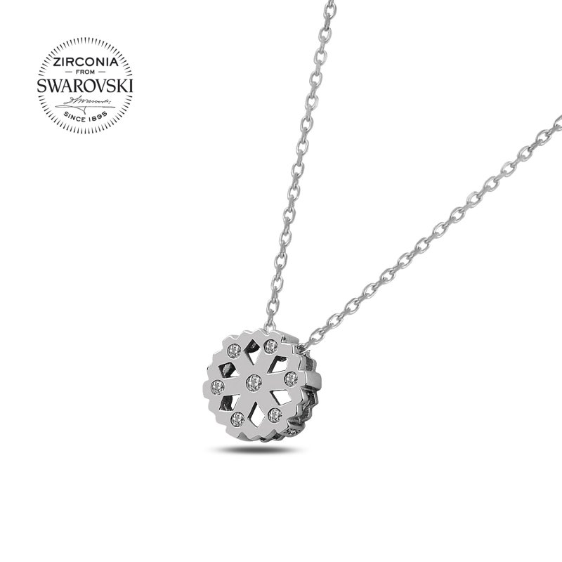 Gümüş%20Swarovski%20Zirconia%20Taşlı%20Kar%20Tanesi%20Kolye