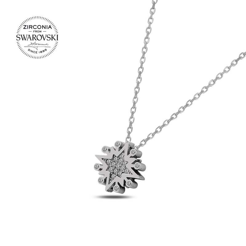 Gümüş%20Swarovski%20Zirconia%20Taşlı%20Yıldız%20Kolye