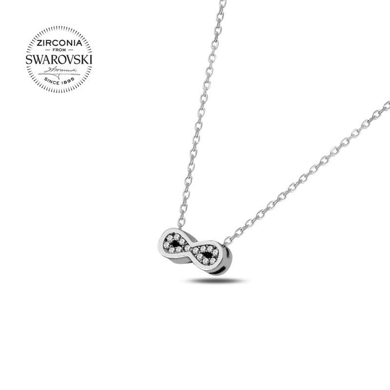 Gümüş%20Swarovski%20Zirconia%20Taşlı%20Sonsuzluk%20Kolye