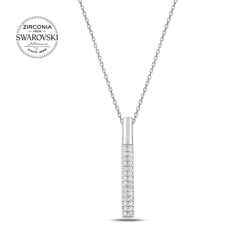 Gümüş%20Swarovski%20Zirconia%20Taşlı%20Çubuk%20Kolye