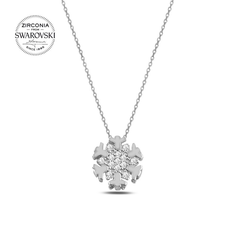 Gümüş%20Swarovski%20Zirconia%20Taşlı%20Kar%20Tanesi%20Kolye