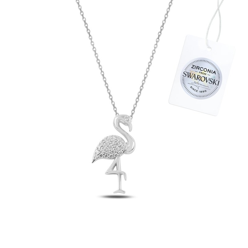 Gümüş%20Swarovski%20Zirconia%20Taşlı%20Flamingo%20Kolye