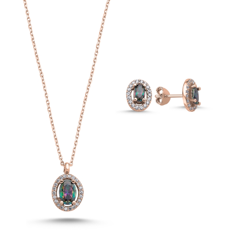 Gümüş%20Oval%20Mistik%20Topaz%20Zirkon%20Taşlı%20Halo%20Tektaş%20Set-Rose%20kaplama