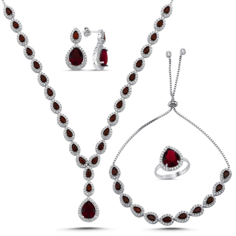 Gümüş%20Zirkon%20Taşlı%20Damla%20Suyolu%20Set-Garnet%20zirkon%20(kırmızı)