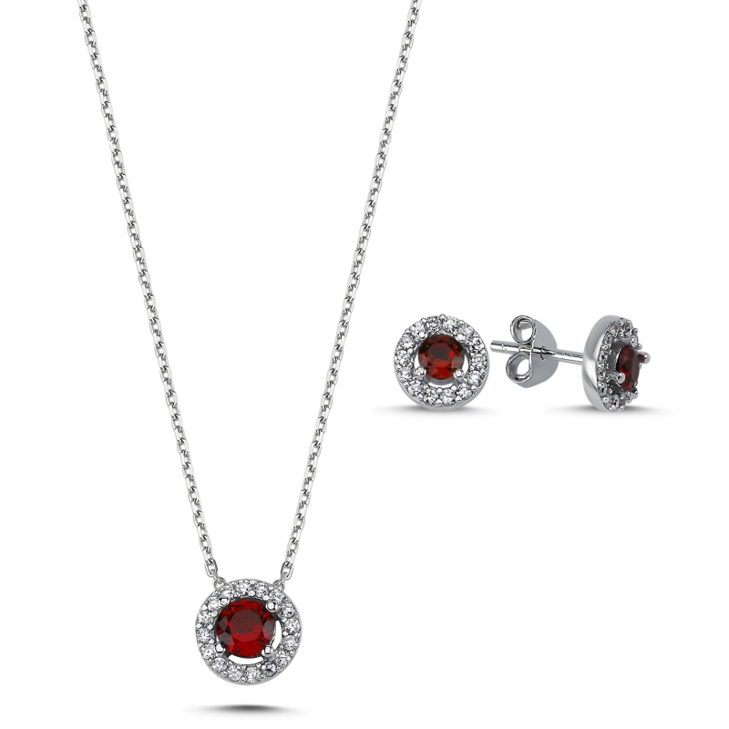 Gümüş%20Yuvarlak%20Renkli%20Zirkon%20Taşlı%20Halo%20Tektaş%20Set-Garnet%20zirkon%20(kırmızı)