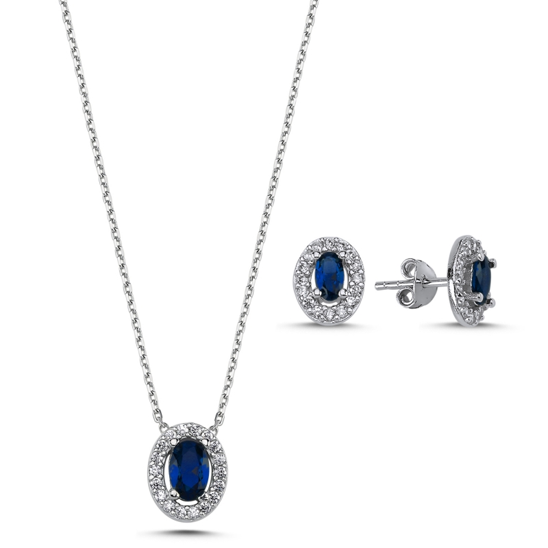 Gümüş%20Oval%20Renkli%20Zirkon%20Taşlı%20Halo%20Tektaş%20Set-Safir%20zirkon%20(lacivert)