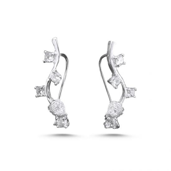 Gümüş Zirkon Taşlı Ear Cuff Küpe