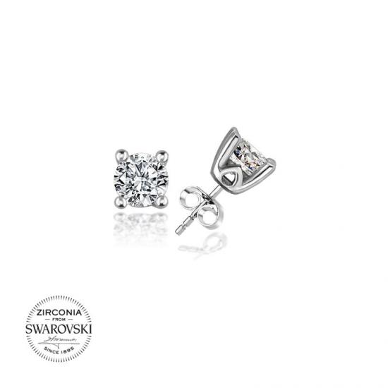 Gümüş Swarovski Zirconia Taşlı Tektaş Küpe