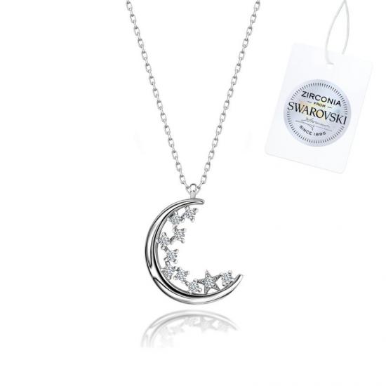 Gümüş Swarovski Zirconia Taşlı Hilal & Yıldız Kolye