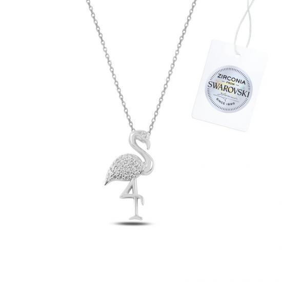 Gümüş Swarovski Zirconia Taşlı Flamingo Kolye