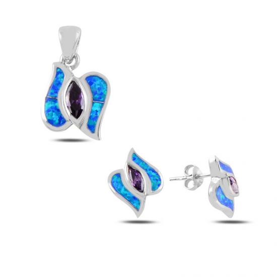 Gümüş Opal & Zirkon Taşlı Set