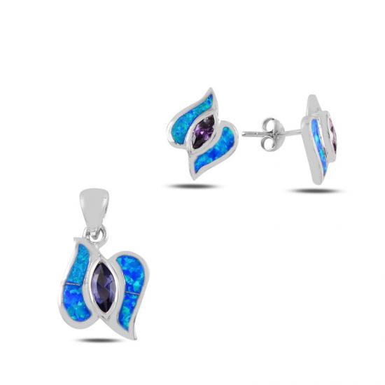 Gümüş Opal & Ametist Zirkon Taşlı Set