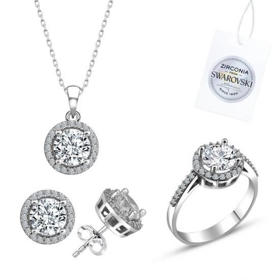 Gümüş Swarovski Zirconia Taşlı Set