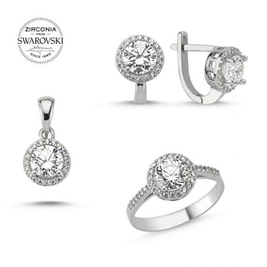 Gümüş Swarovski Zirconia Taşlı Set